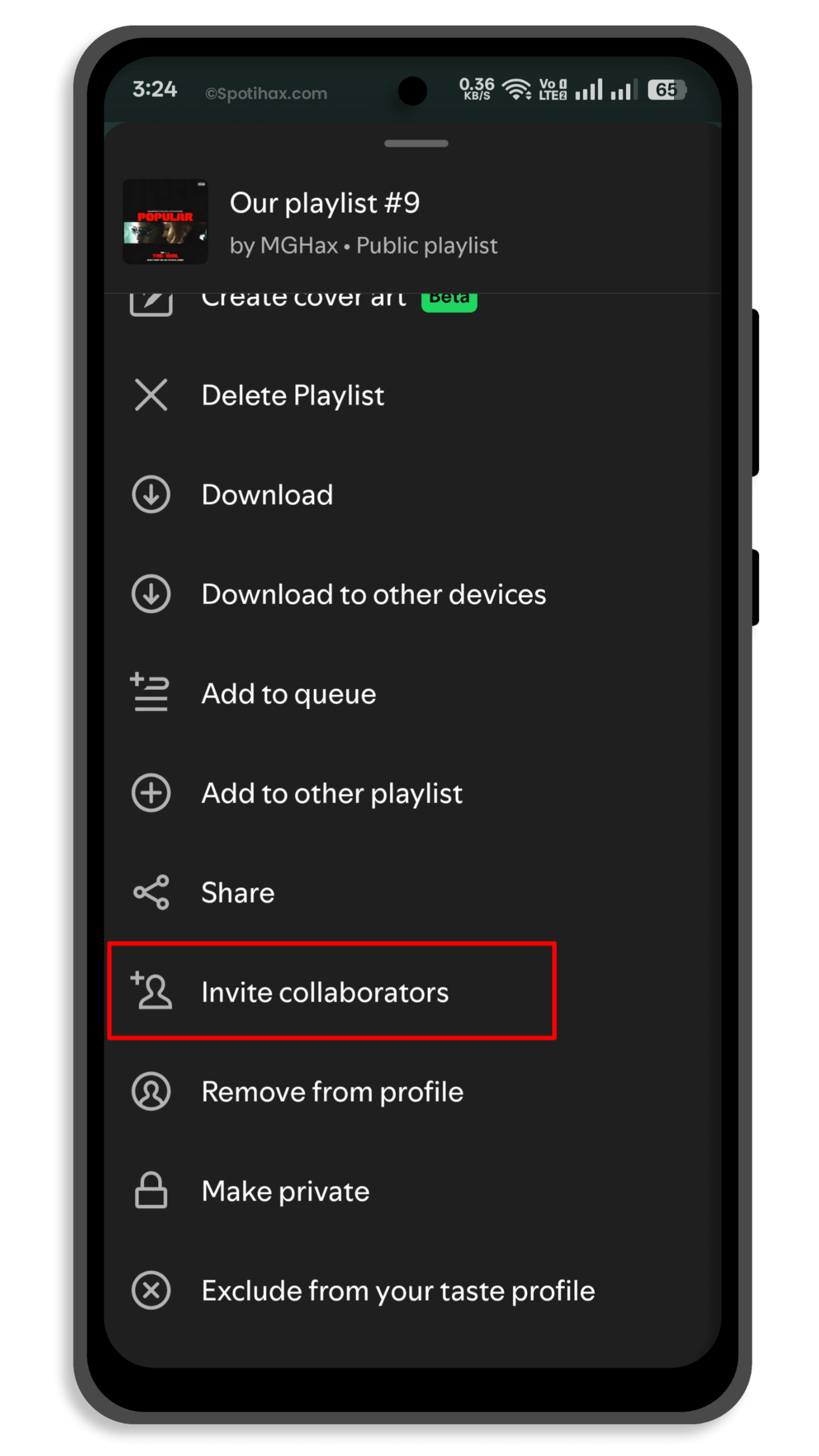 "How to add friends to the Collaborative Playlist on Spotify Mobile" Guide Image