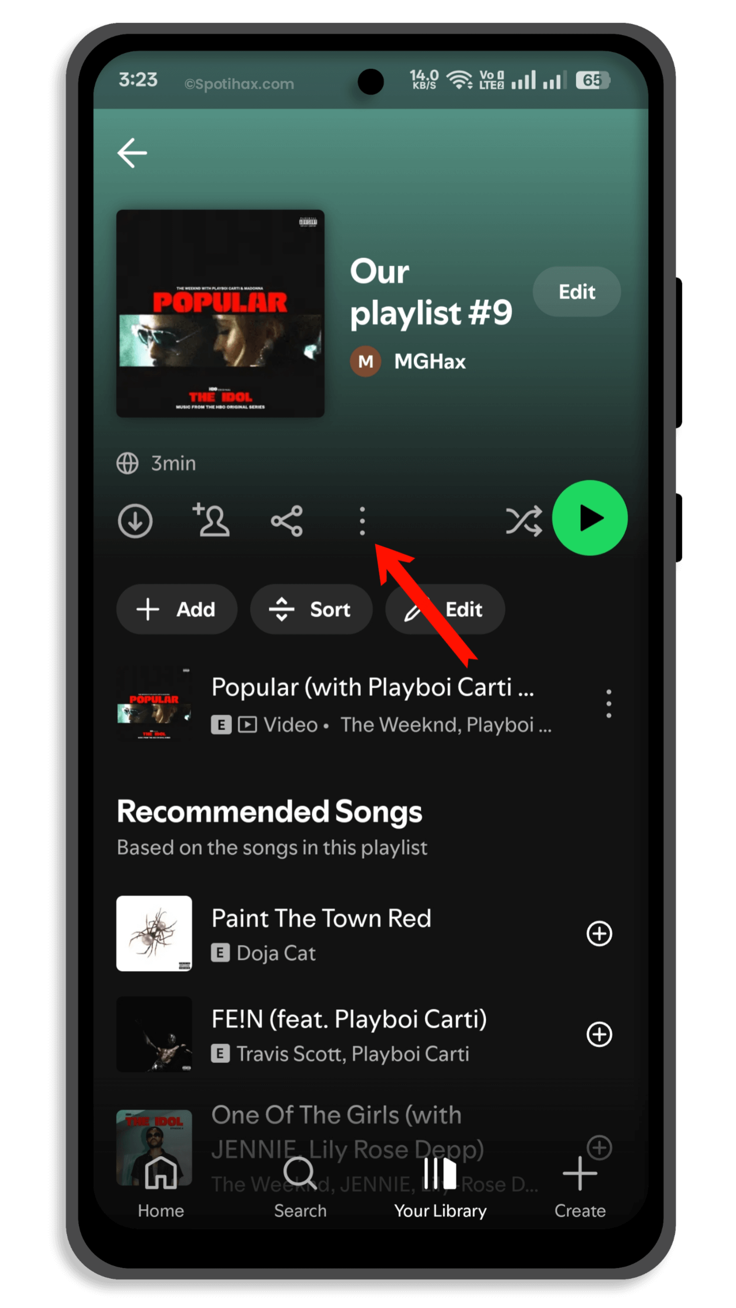 "How to add friends to the Collaborative Playlist on Spotify Mobile" Guide Image