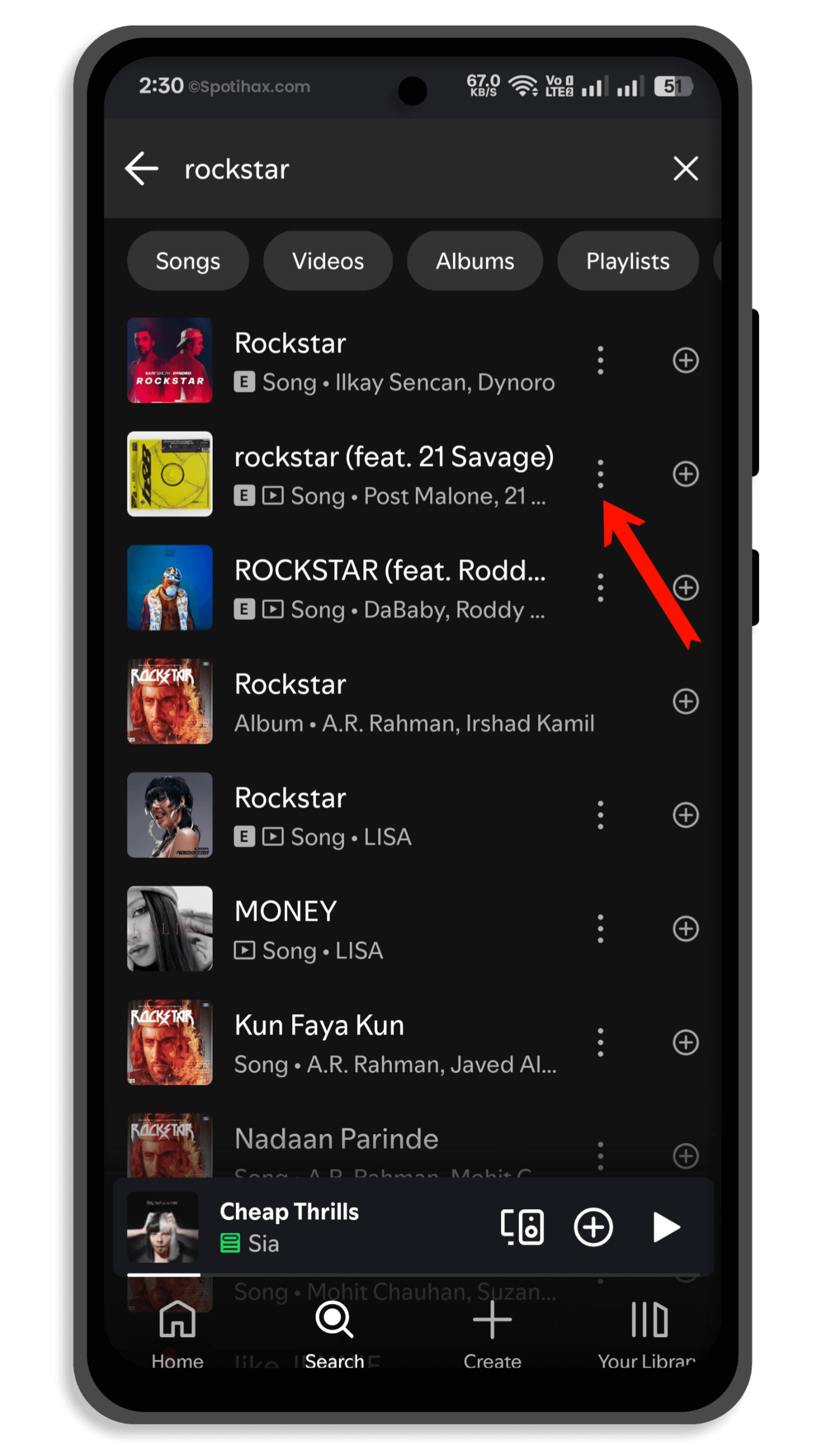 "How to add songs to a Spotify playlist on a mobile" Guide Image