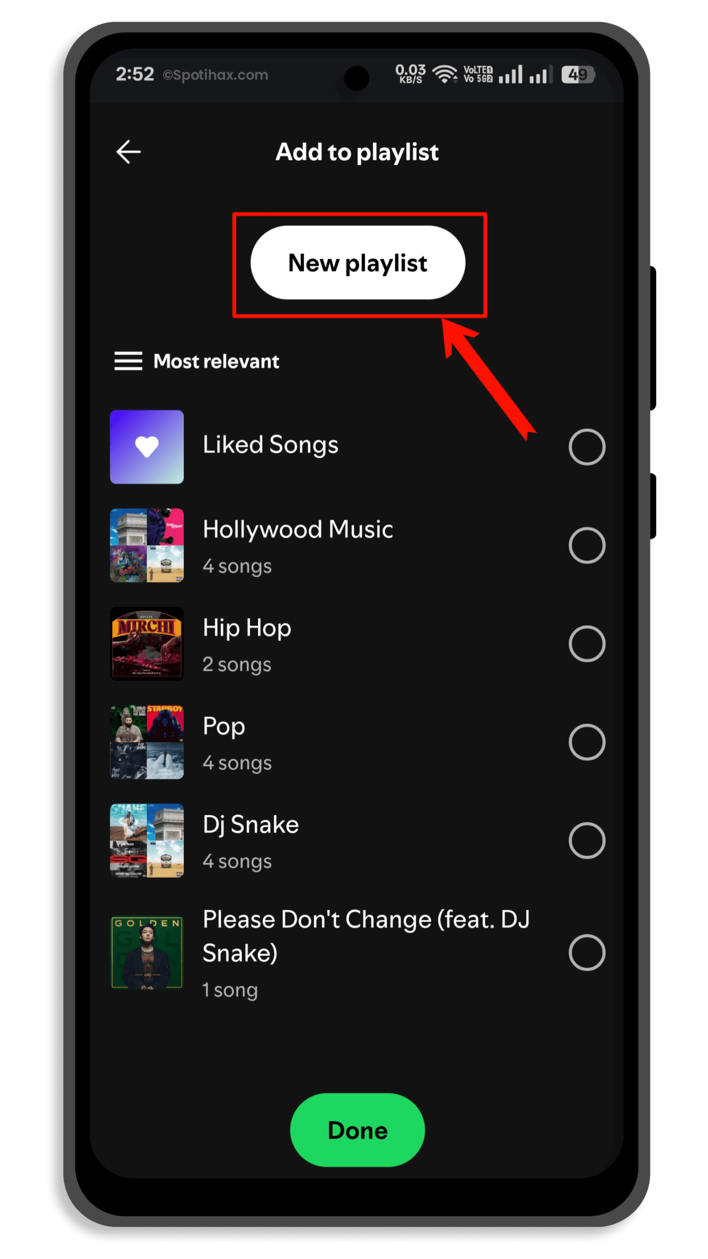 "How to add songs to a Spotify playlist on a mobile" Guide Image
