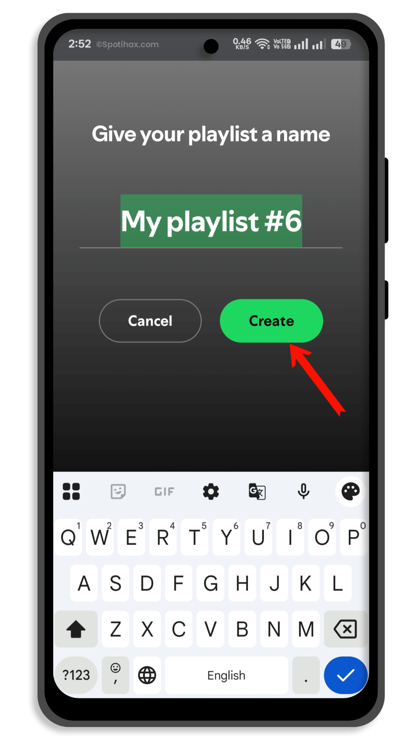 "How to add songs to a Spotify playlist on a mobile" Guide Image
