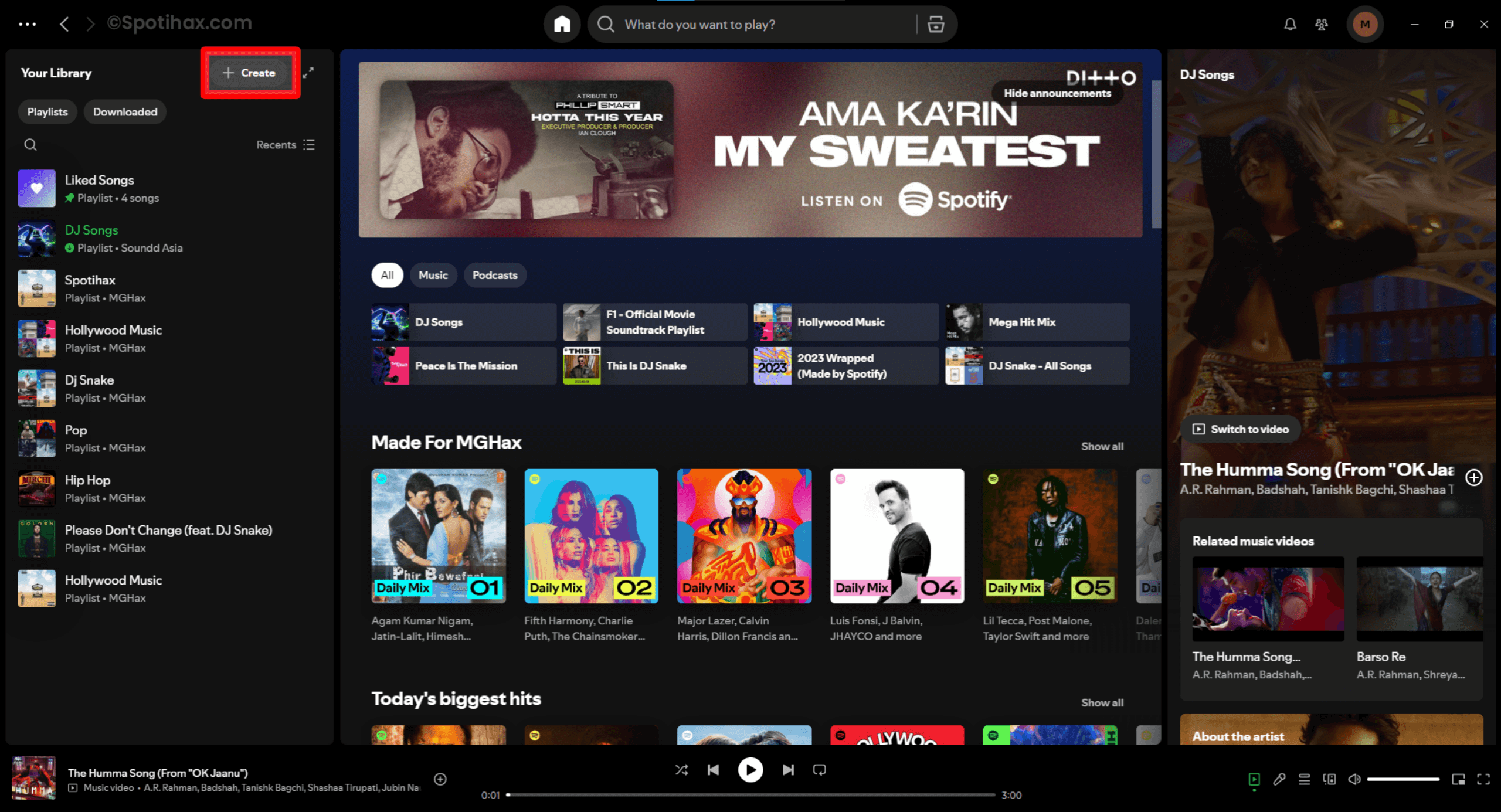"How to Create a Spotify Playlist on Desktop" Guide Image