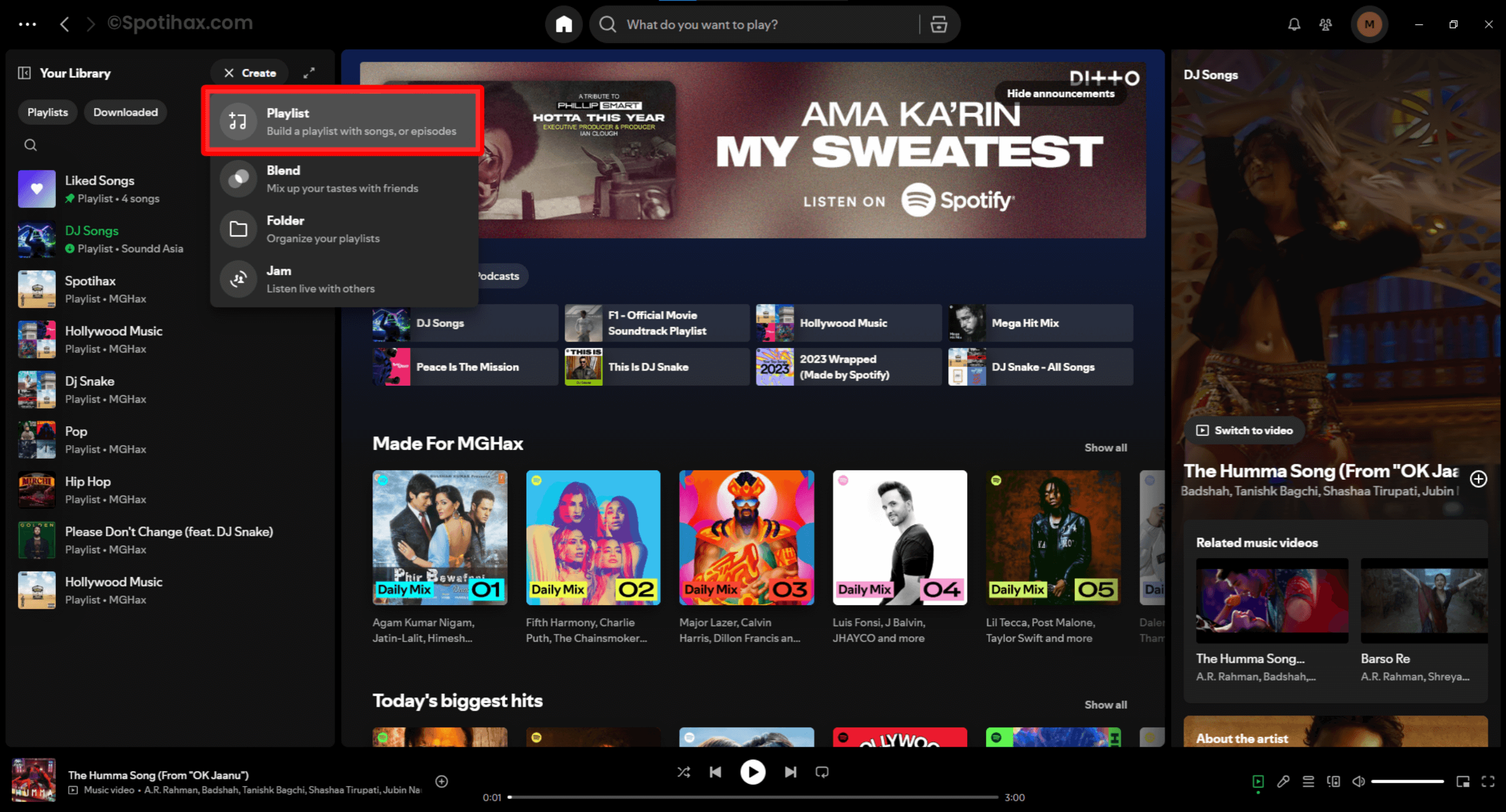 "How to Create a Spotify Playlist on Desktop" Guide Image