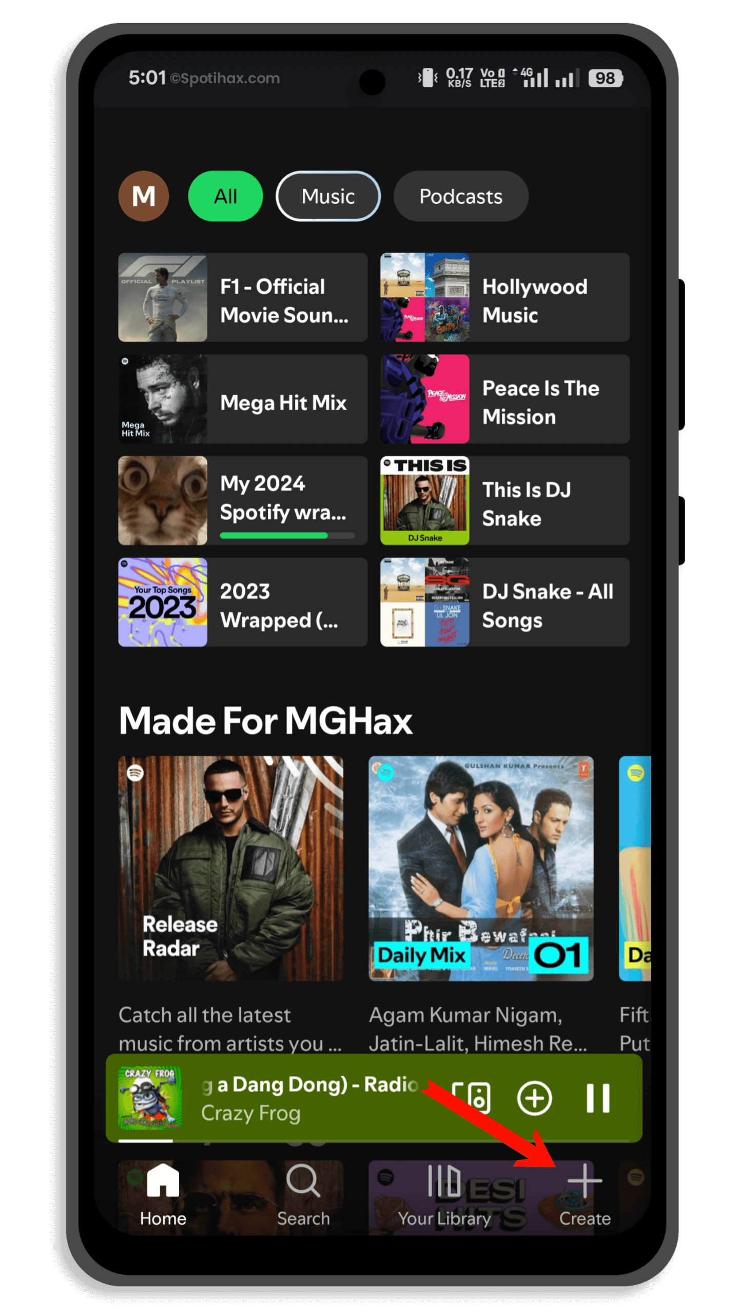 "How to Make a Playlist on Spotify Mobile" Guide Image