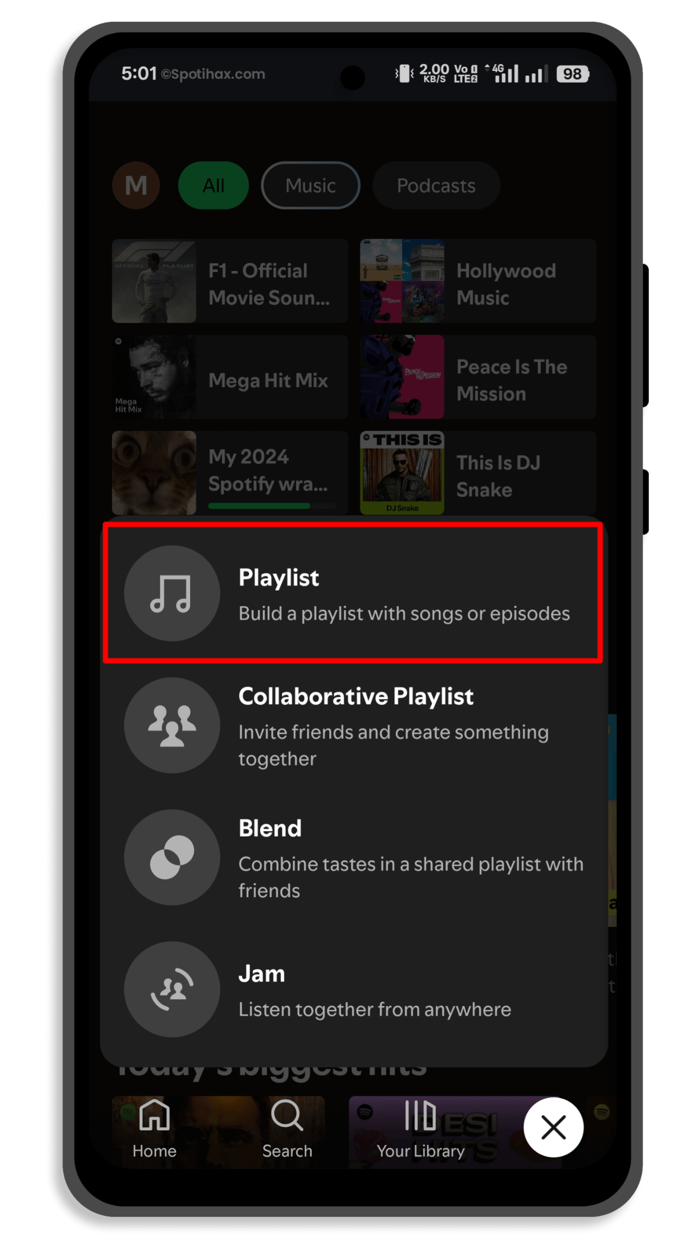 "How to Make a Playlist on Spotify Mobile" Guide Image