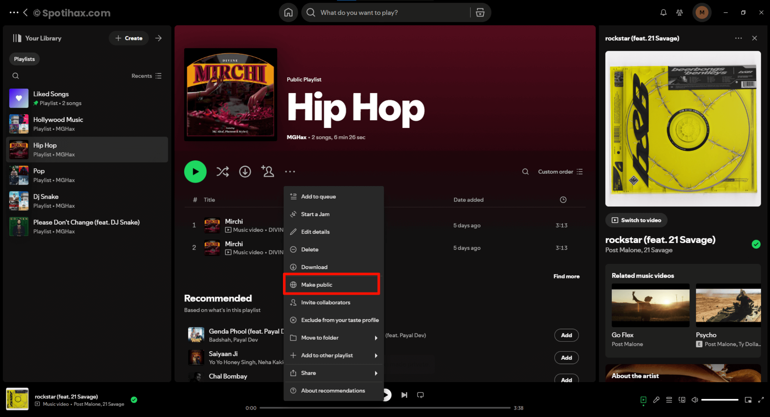 "How to Make Your Spotify Playlist Public or Private on Desktop" Guide Image