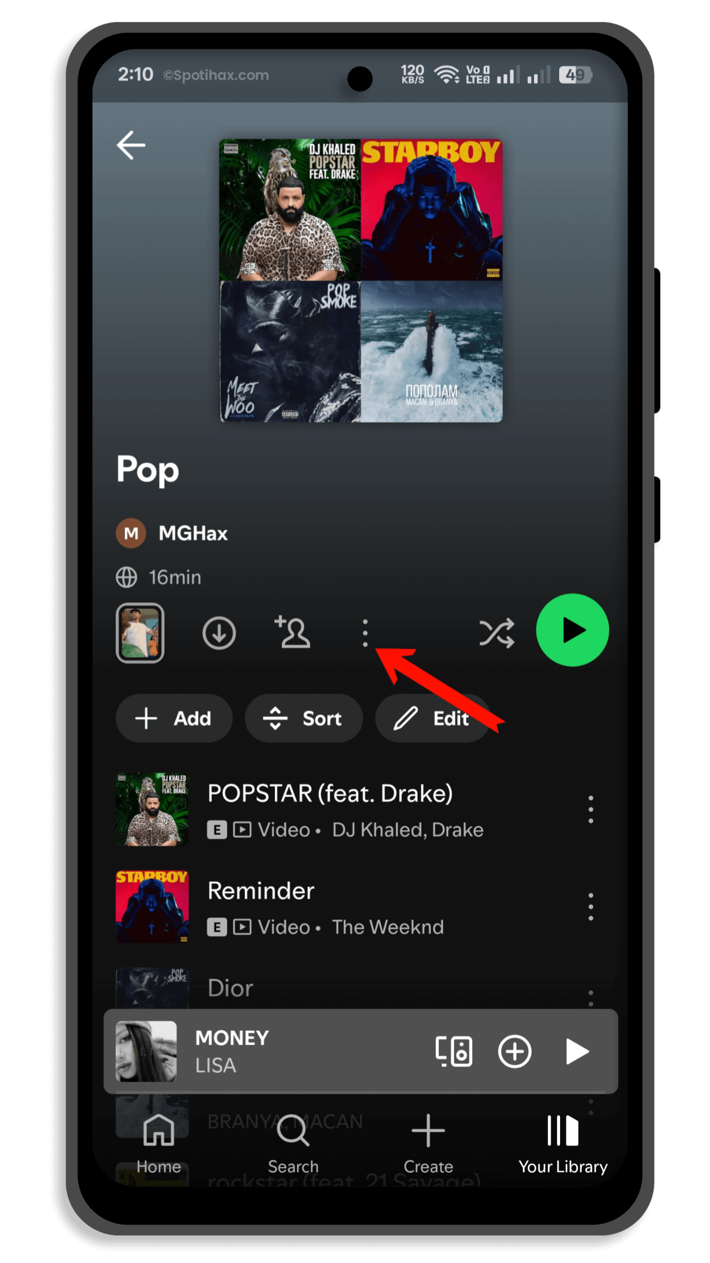 "How to Make Your Spotify Playlist Public or Private on Mobile" Guide Image