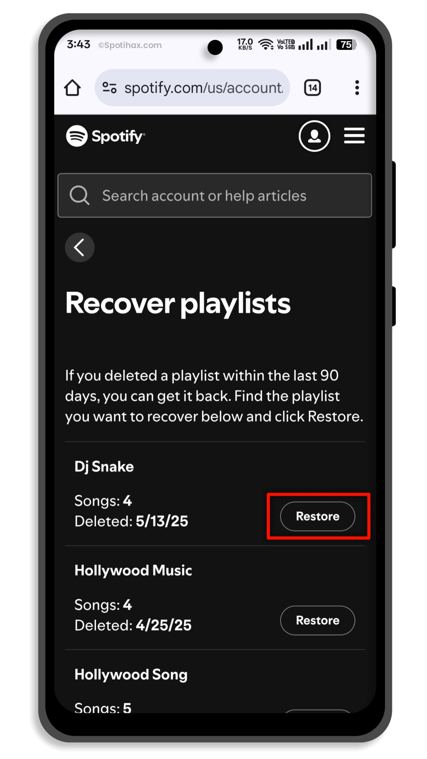 "How to Recover Deleted Playlists on Spotify (Mobile)" Guide Image