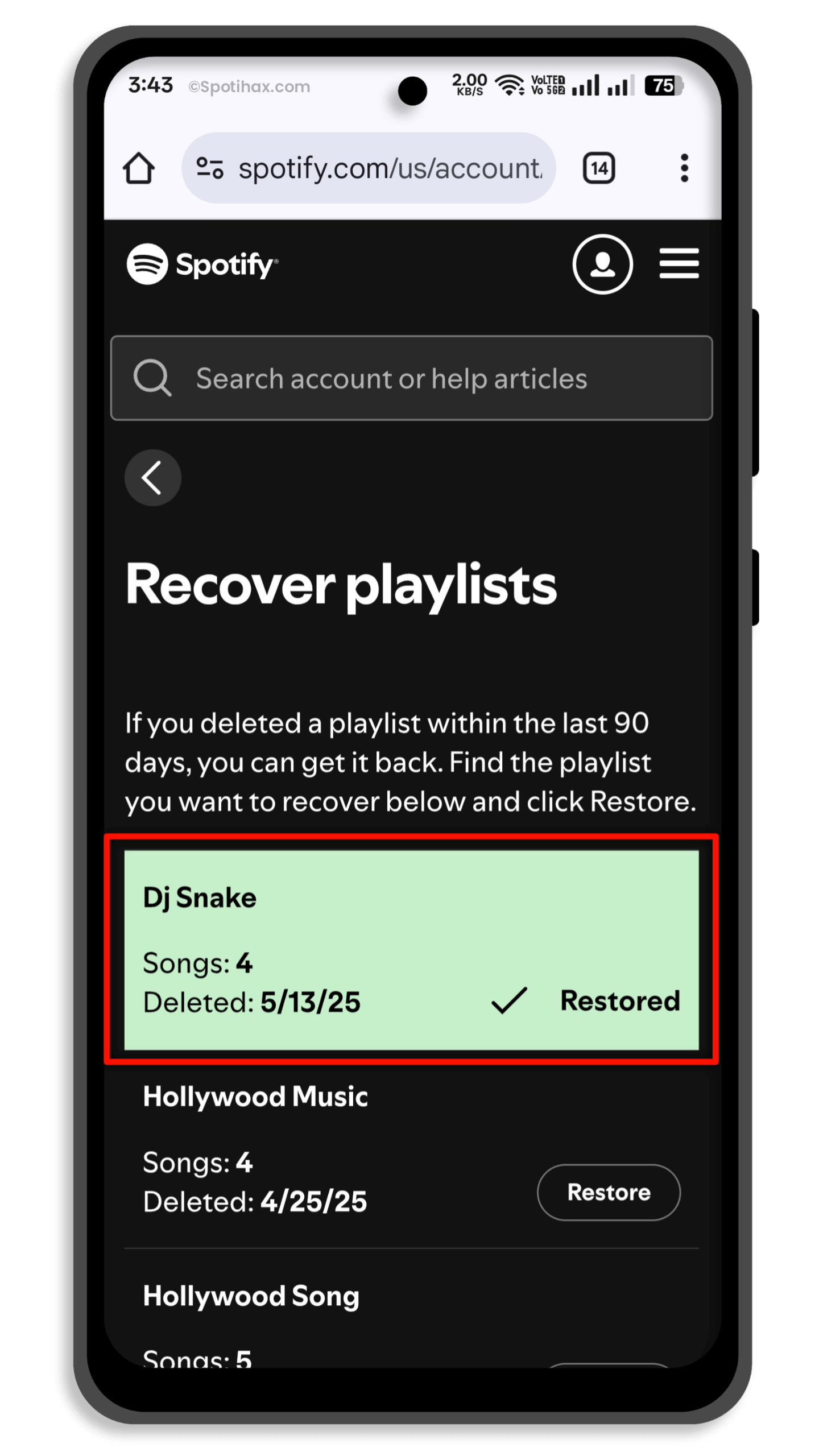 "How to Recover Deleted Playlists on Spotify (Mobile)" Guide Image