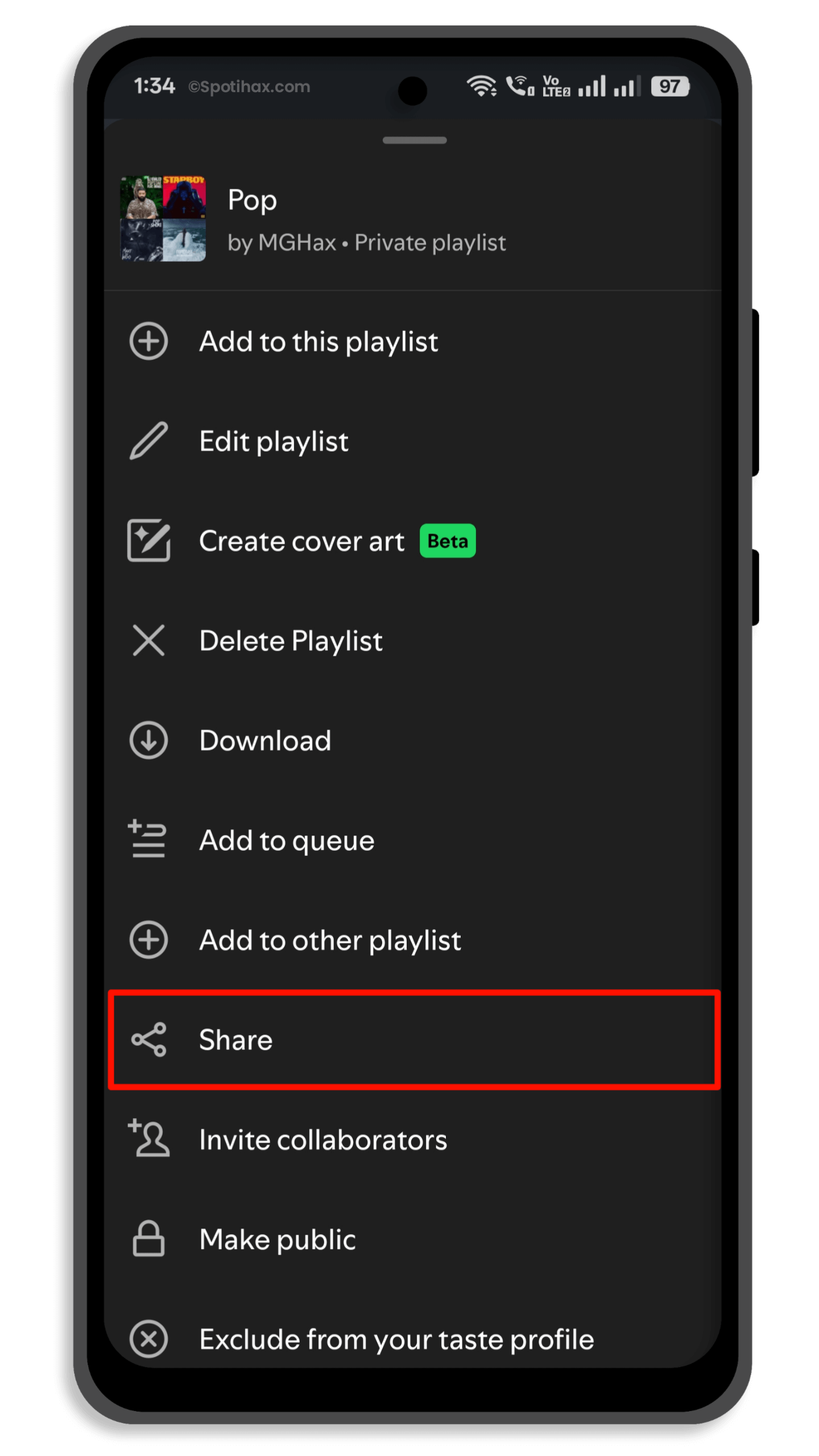 "How to Share a Spotify Playlist on Mobile" Guide Image