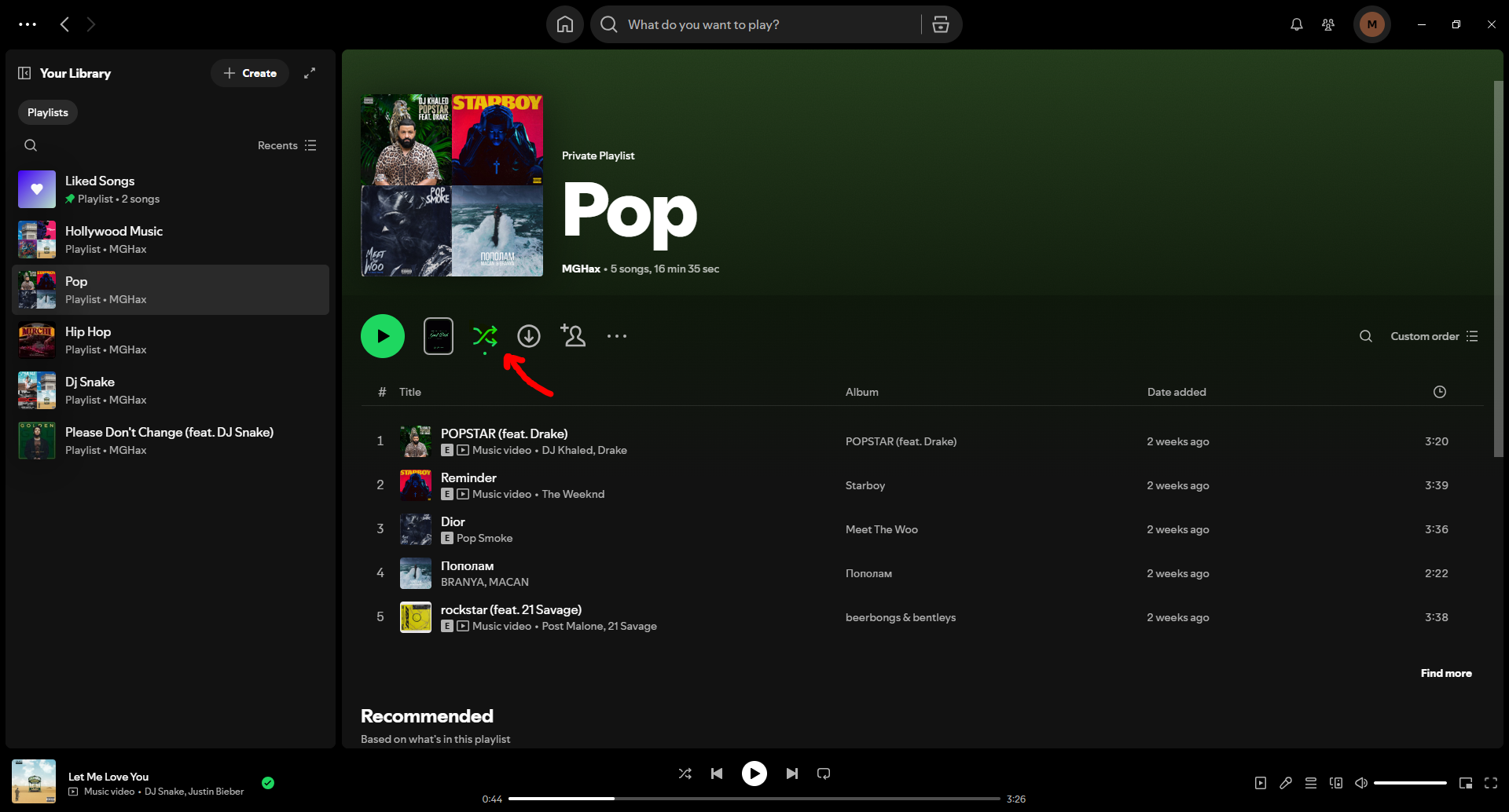 "How to shuffle a Spotify playlist on Desktop" guide Image