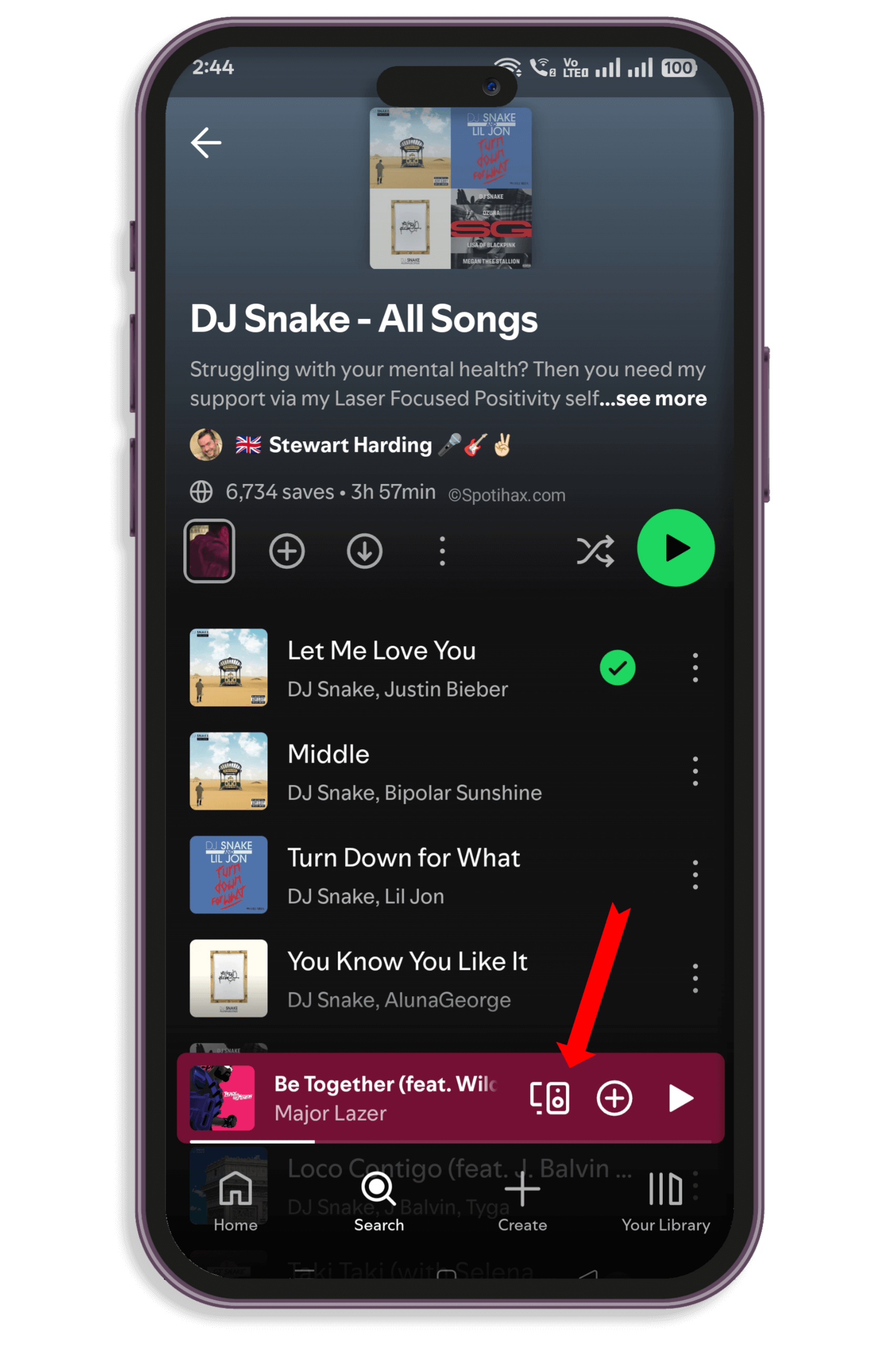 "How to Start a Jam on Spotify" clicked speaker icon showing image