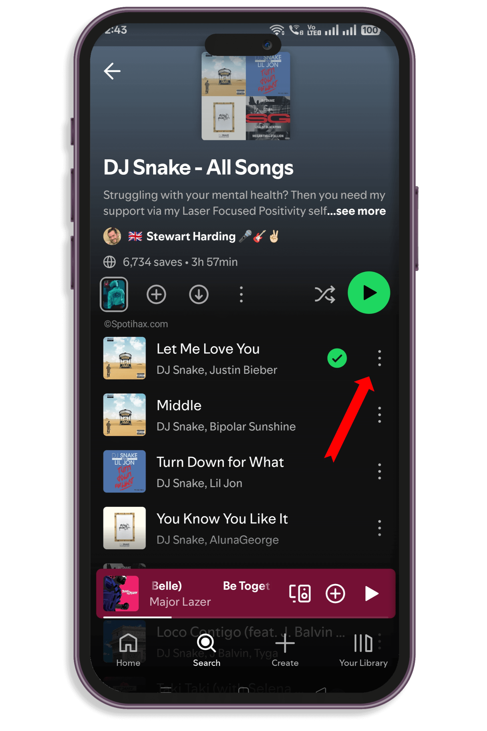 "How to Start a Jam on Spotify" click on three dots icon poster image