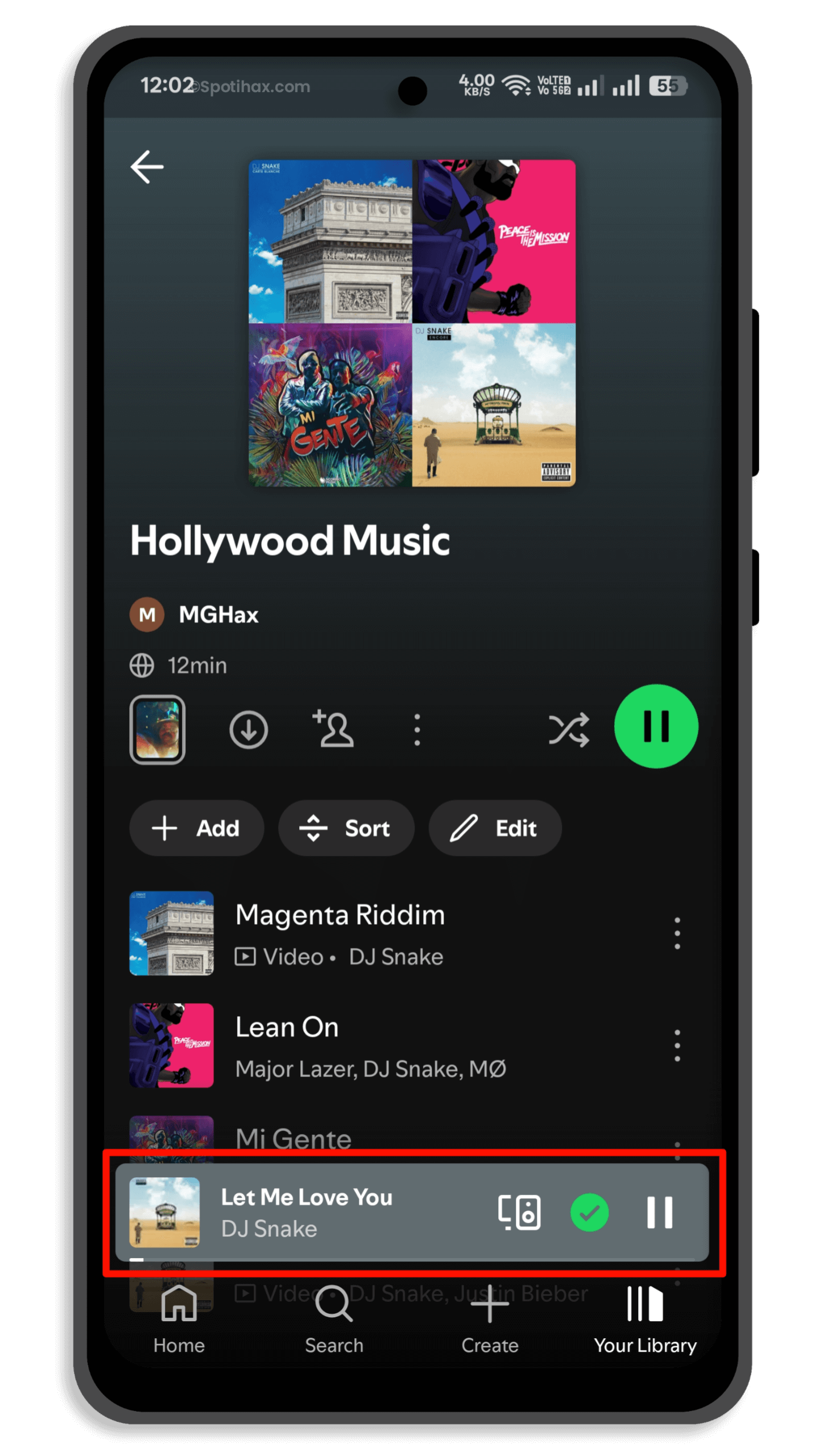 "How to shuffle a Spotify playlist on Mobile" Guide Image