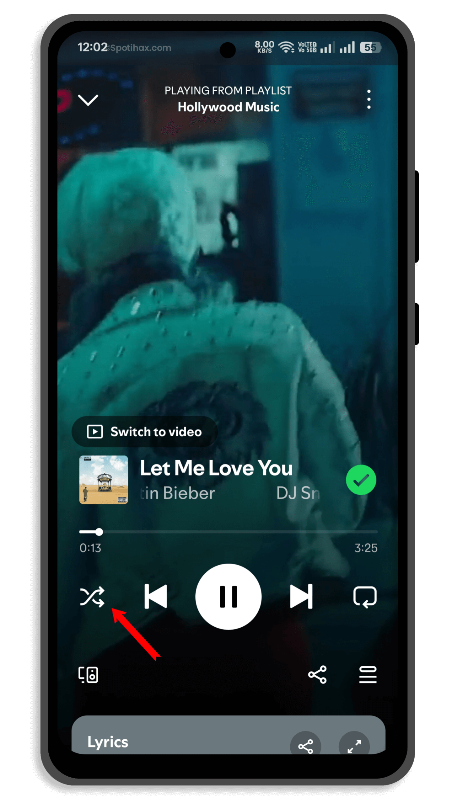 "How to shuffle a Spotify playlist on Mobile" Guide Image